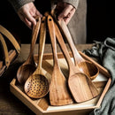 RustikaWood – 5 - Piece Wooden Kitchen Utensil Set - Kalinzy