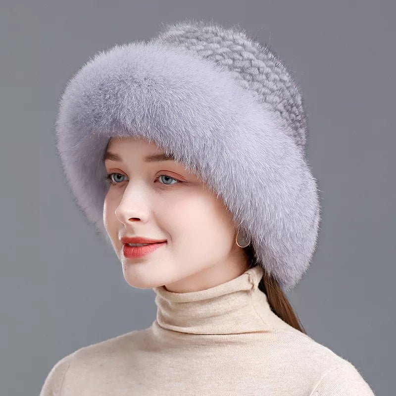 Soft Fluffy Hat - Winter Warm- Natural Fox Fur - Kalinzy