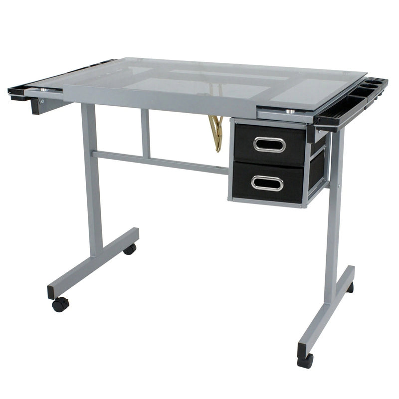CraftStudio – Adjustable Drafting Drawing Table with Storage - Kalinzy