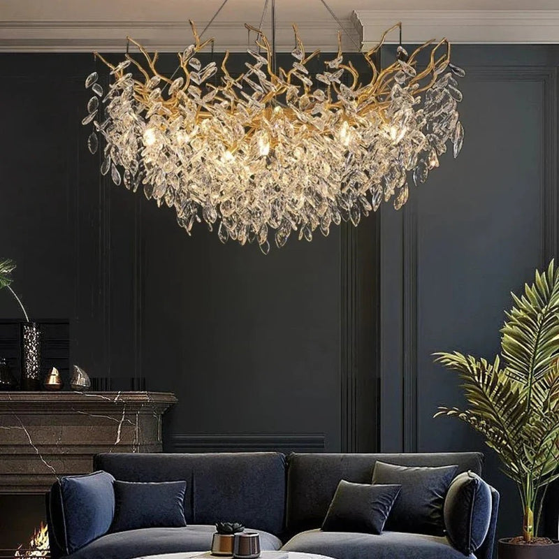 CrystaLeaf - Modern Crystal Branch Chandelier Light - Kalinzy