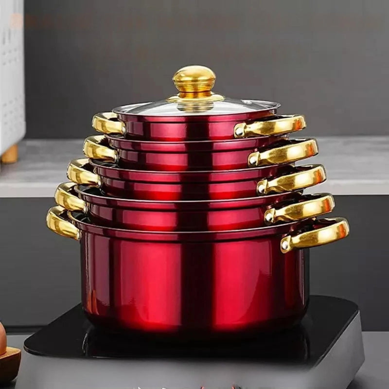 LuxiSteel - 12 Piece Non Stick Cookware Set - Kalinzy