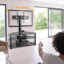 OptiMount – 3 Shelf Glass Floor Tv Stand with Swivel Mount - Kalinzy