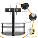 OptiMount – 3 Shelf Glass Floor Tv Stand with Swivel Mount - Kalinzy