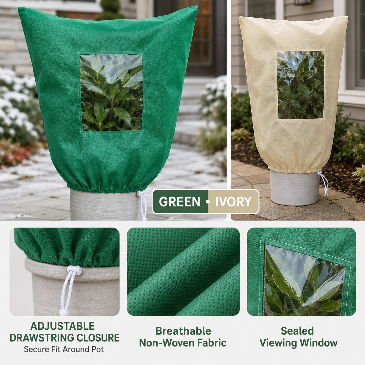 Plant Frost Protection Cover With Window, 80 X 120 Cm