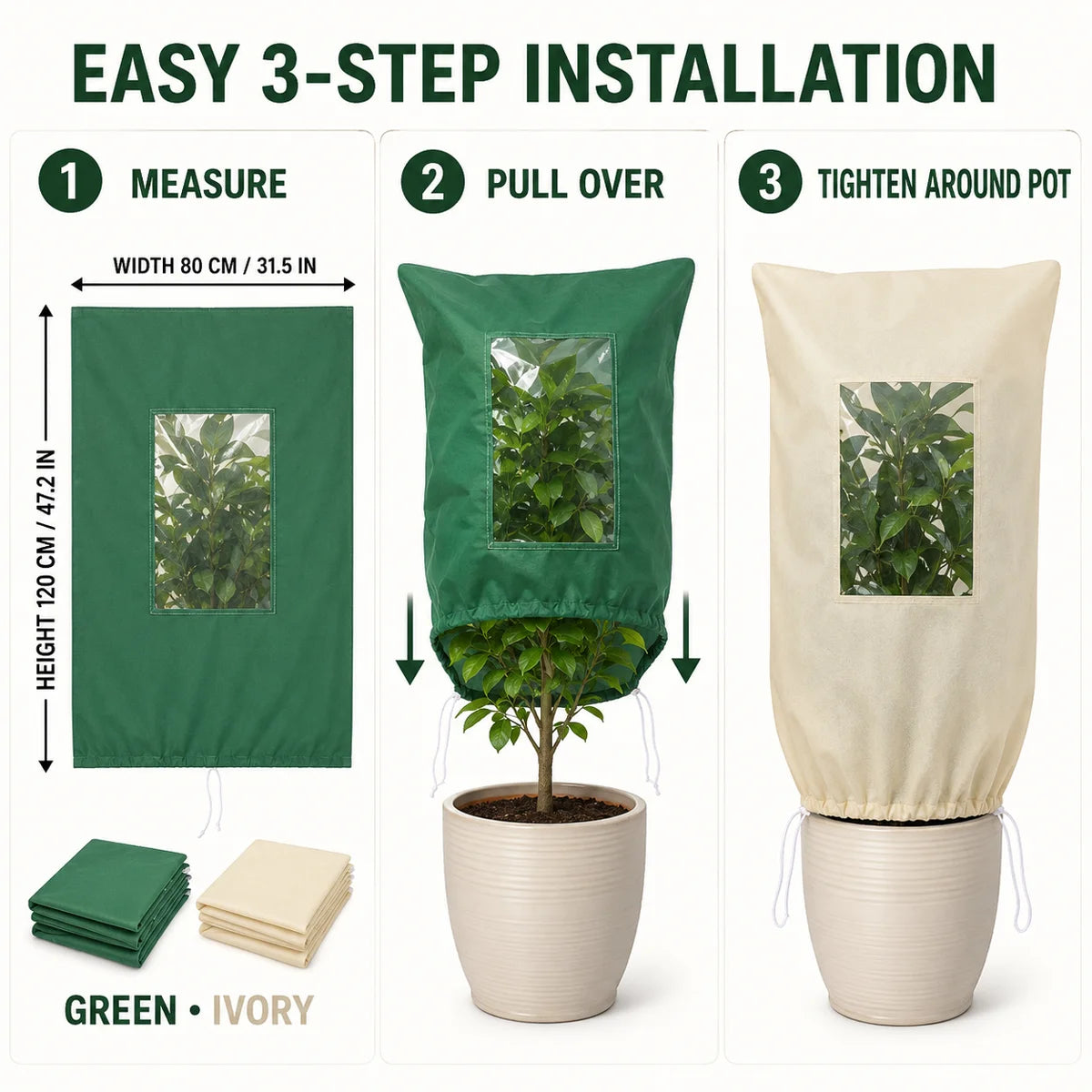 Plant Frost Protection Cover With Window, 80 X 120 Cm
