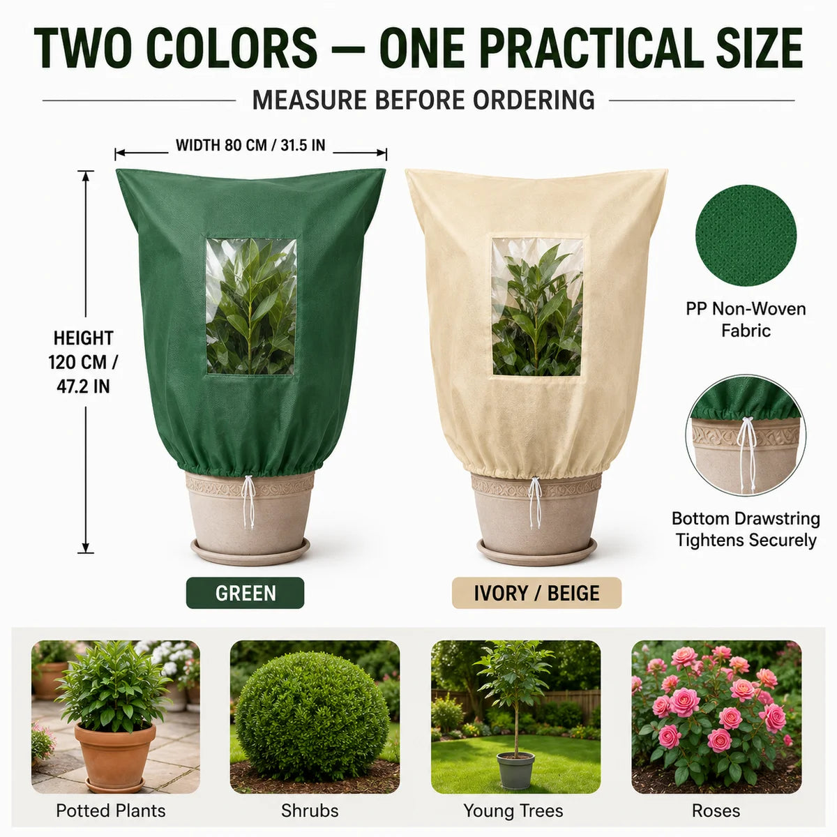 Plant Frost Protection Cover With Window, 80 X 120 Cm