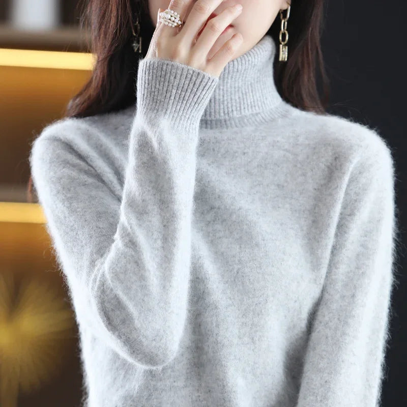 Women’s Mink Cashmere Turtleneck Sweater Pullover