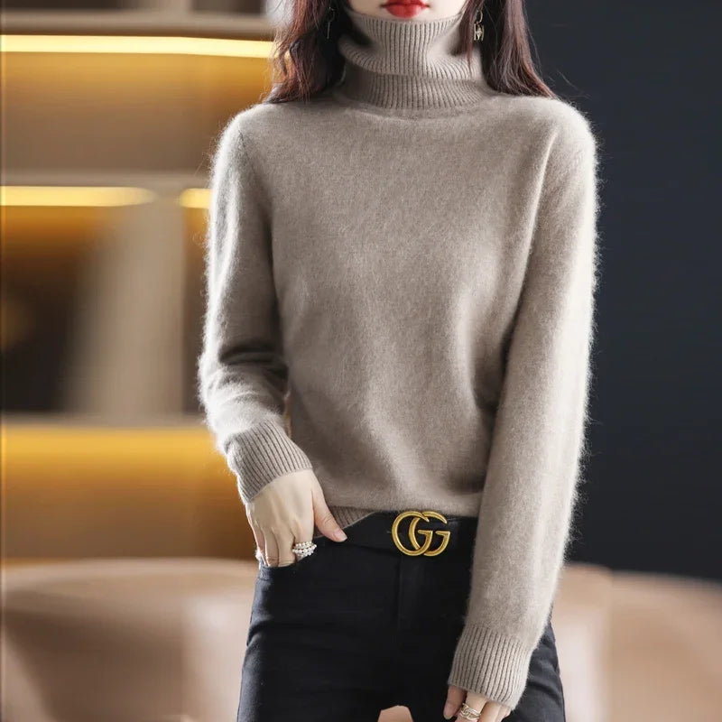 Women’s Mink Cashmere Turtleneck Sweater Pullover