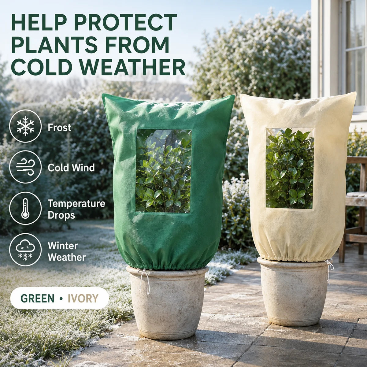 Plant Frost Protection Cover With Window, 80 X 120 Cm