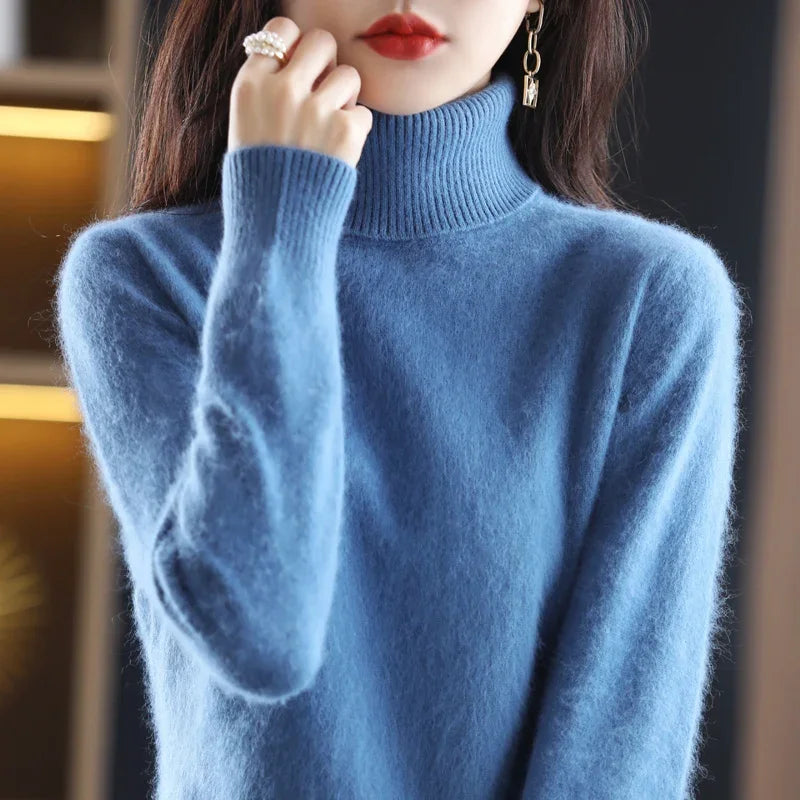 Women’s Mink Cashmere Turtleneck Sweater Pullover