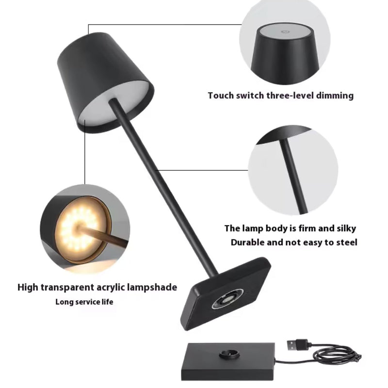 SleekGlow - Minimal Rechargeable Touch Table Lamp - Kalinzy