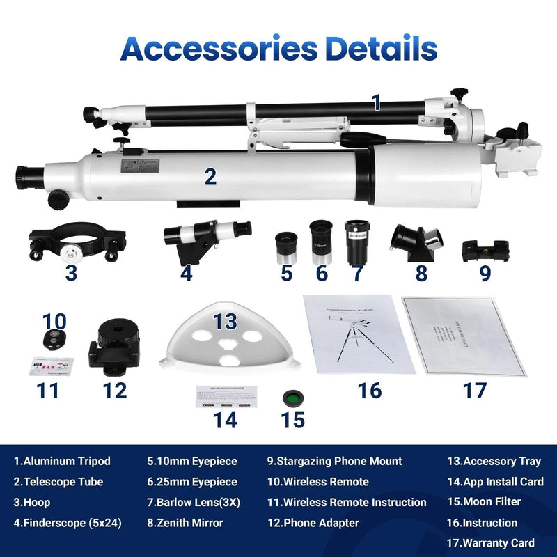 StarGlide – Smart Beginner 210x Zoom Professional Telescope - Kalinzy