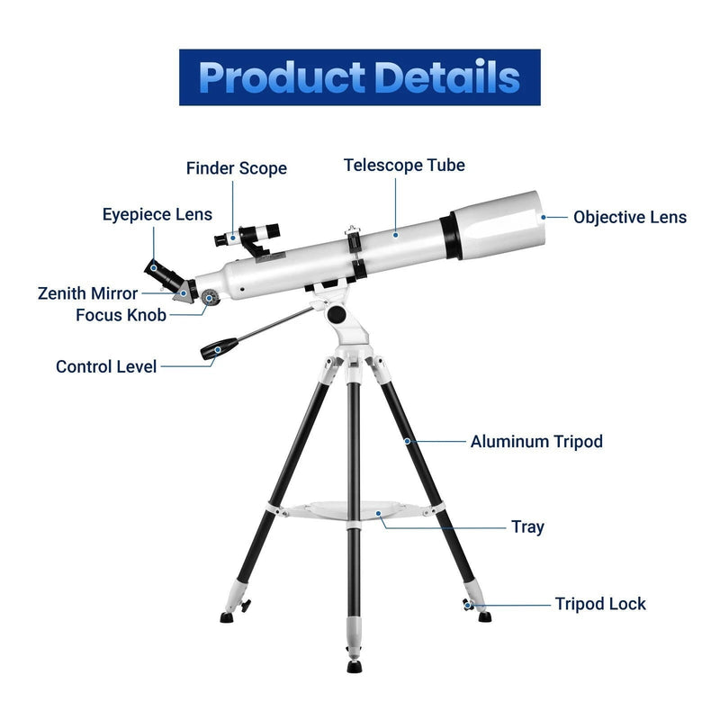 StarGlide – Smart Beginner 210x Zoom Professional Telescope - Kalinzy