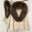WarmlyLuxe - Women’s Fluffy Collar Jacket with Fur Hood for Winter - Kalinzy