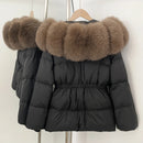 WarmlyLuxe - Women’s Fluffy Collar Jacket with Fur Hood for Winter - Kalinzy