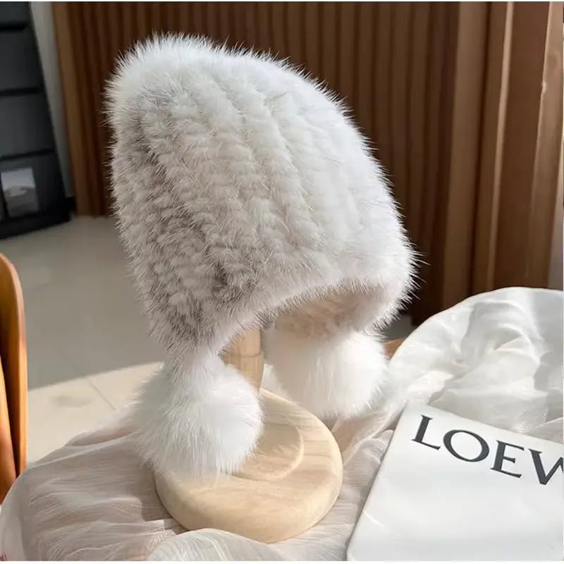 LuxeFrost Fur Knit Hat - Kalinzy