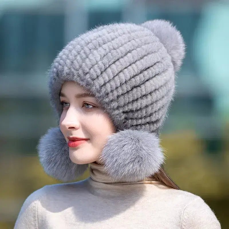 LuxeFrost Fur Knit Hat - Kalinzy