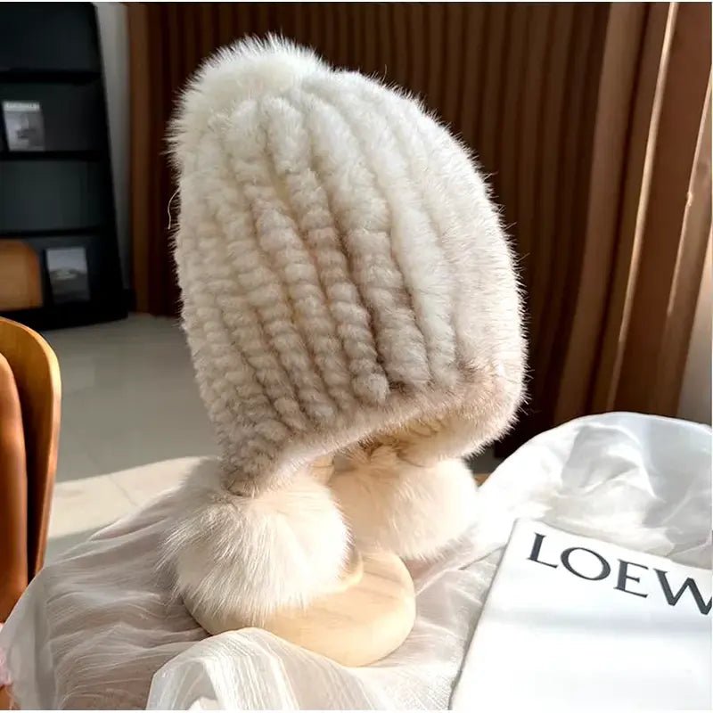 LuxeFrost Fur Knit Hat - Kalinzy