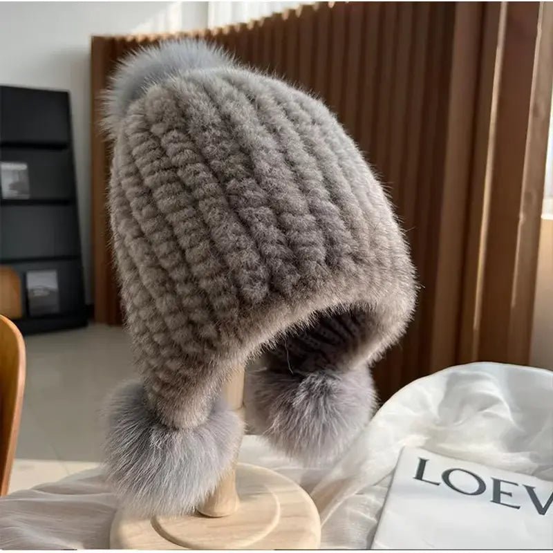 LuxeFrost Fur Knit Hat - Kalinzy