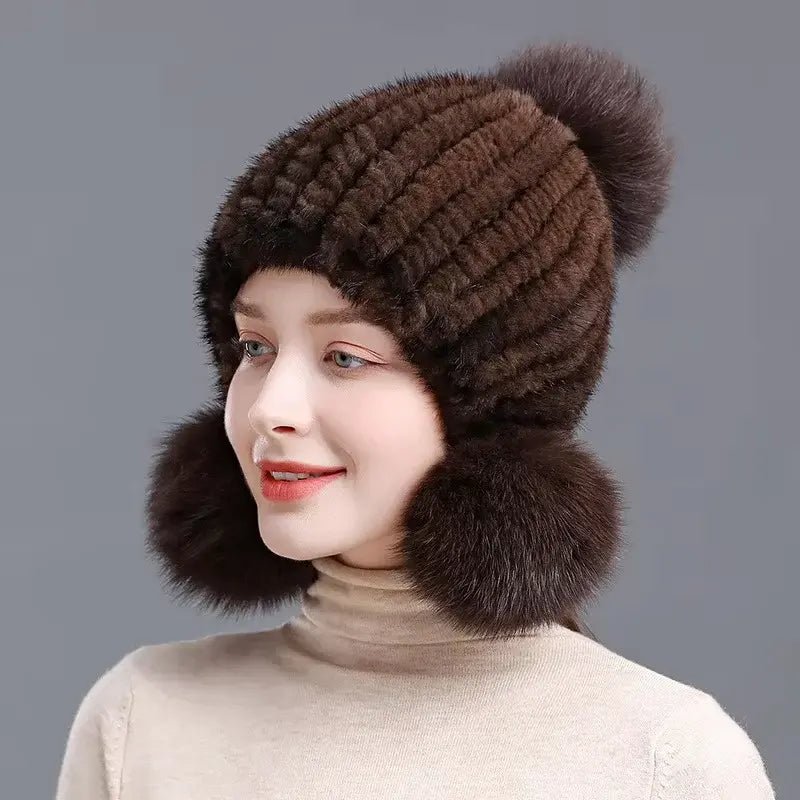 LuxeFrost Fur Knit Hat - Kalinzy