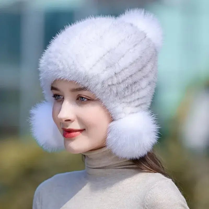 LuxeFrost Fur Knit Hat - Kalinzy