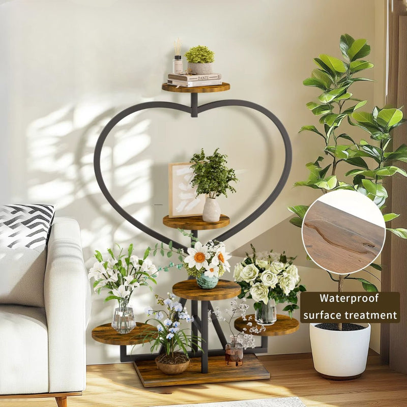 PureHeart Heart Shape Metal Plant Stand 5 Tier - Kalinzy