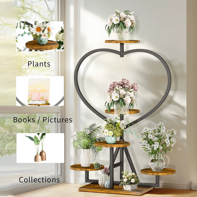 PureHeart Heart Shape Metal Plant Stand 5 Tier - Kalinzy