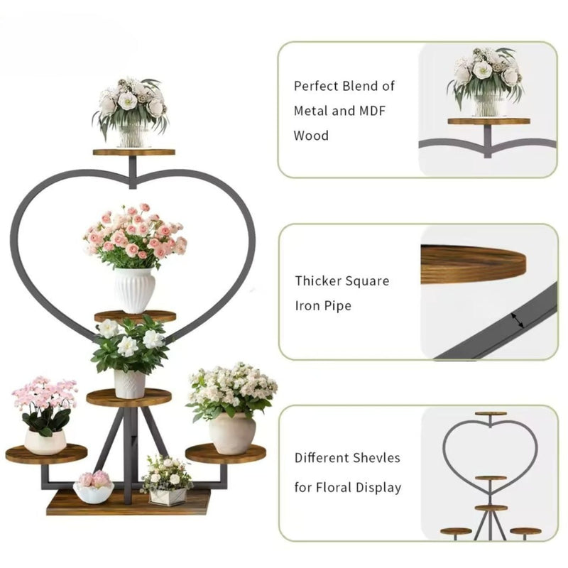 PureHeart Heart Shape Metal Plant Stand 5 Tier - Kalinzy