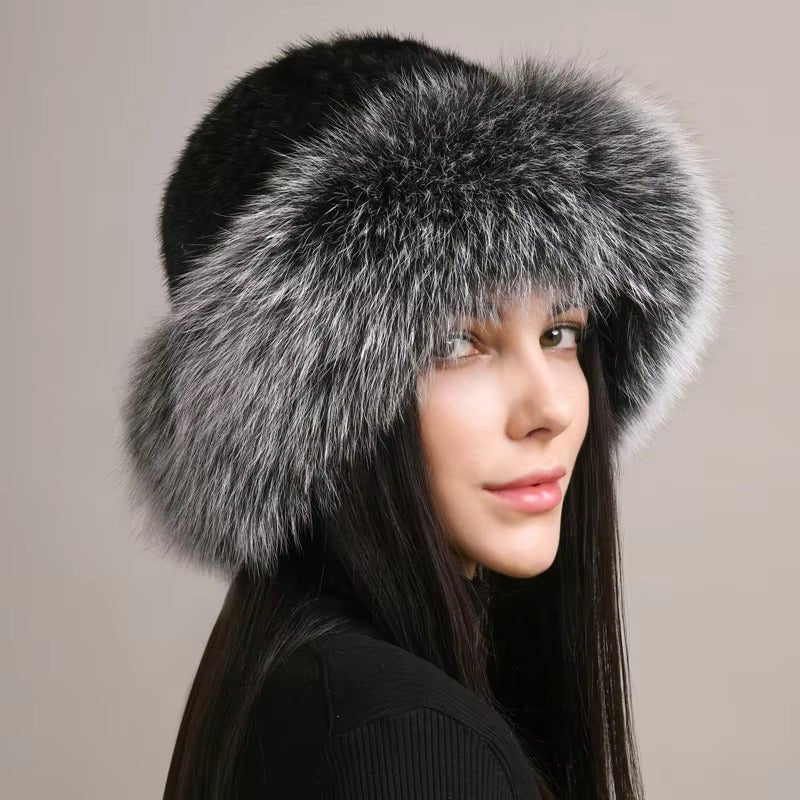 Soft Fluffy Hat - Winter Warm - Natural Fox Fur - Kalinzy
