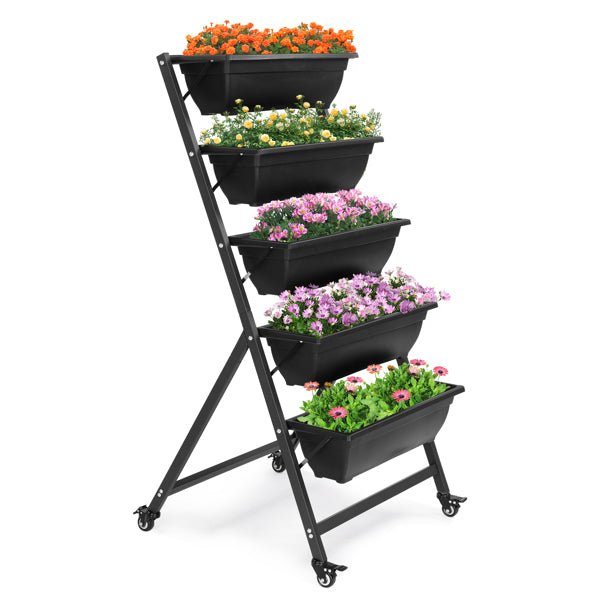 VertiGrow 5 - Tier Vertical Raised Garden Bed Planter With Wheels - Kalinzy