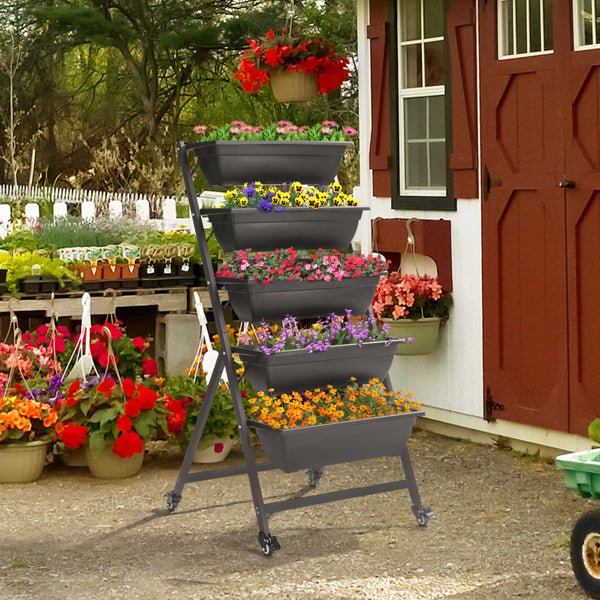 VertiGrow 5 - Tier Vertical Raised Garden Bed Planter With Wheels - Kalinzy