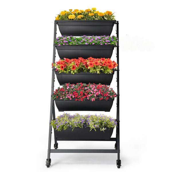 VertiGrow 5 - Tier Vertical Raised Garden Bed Planter With Wheels - Kalinzy