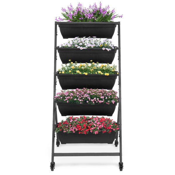 VertiGrow 5 - Tier Vertical Raised Garden Bed Planter With Wheels - Kalinzy