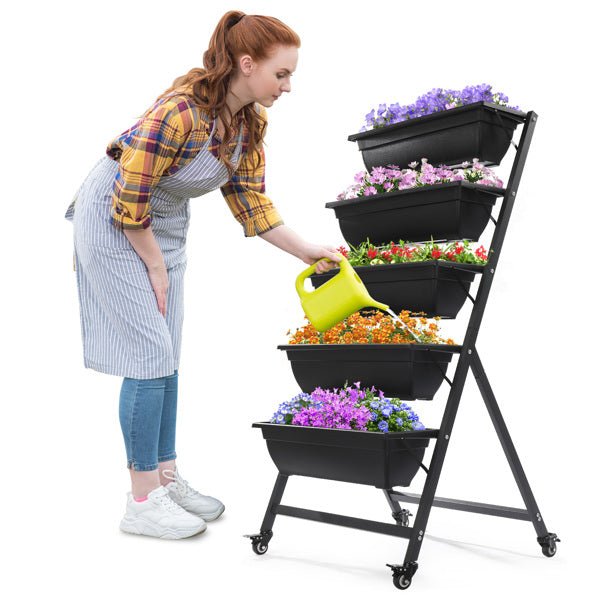 VertiGrow 5 - Tier Vertical Raised Garden Bed Planter With Wheels - Kalinzy