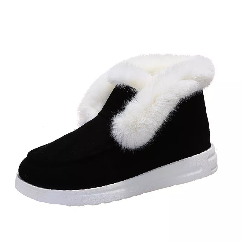 Women Snow Fur Platform Faux Slip-On Loafer Boots