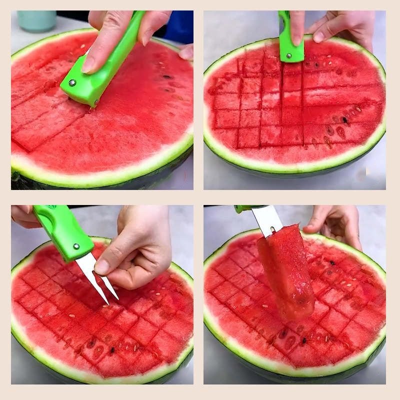 3 IN 1 Watermelon cutter | Fruit Slicer With Spoon and a Fork - Kalinzy