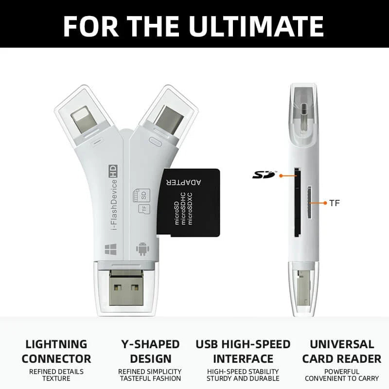 4-in-1 card reader for iPhone-iPad-Android - Kalinzy