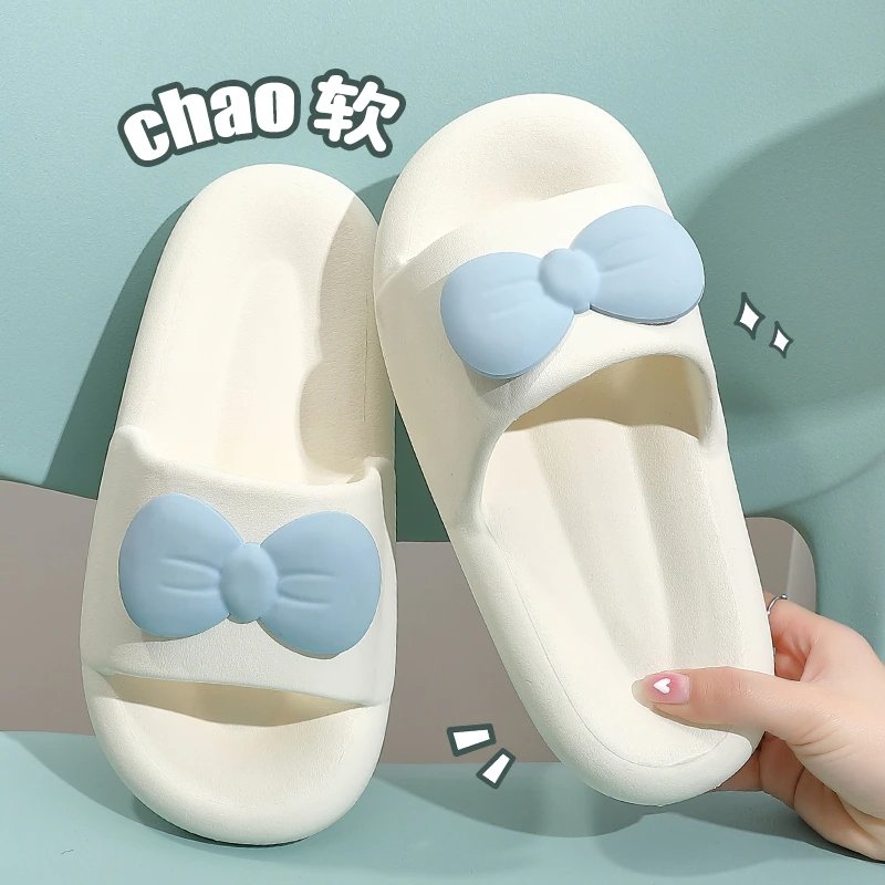 Cute House Slippers For Women Bowtie Slides - Kalinzy