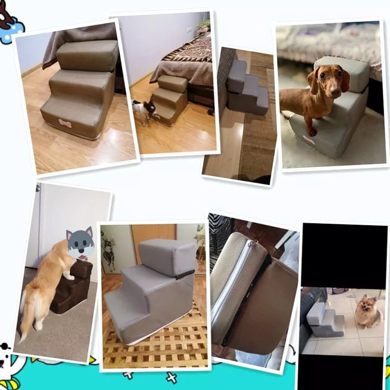 Dog Stairs For Bed 3 Steps Pet Ramp - Kalinzy