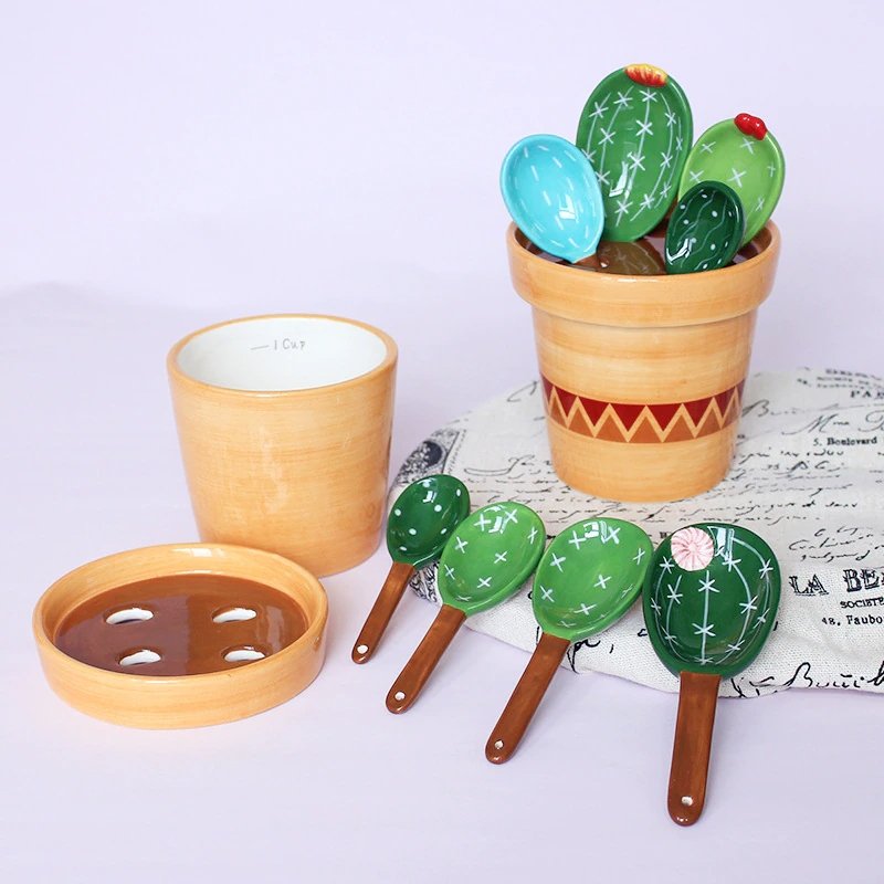 Flower Pot & Cactus Measuring Spoons Set - Kalinzy