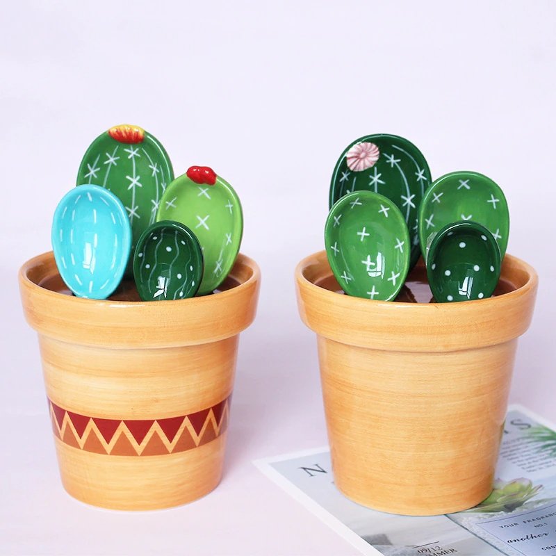 Flower Pot & Cactus Measuring Spoons Set - Kalinzy