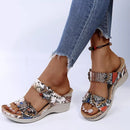 Leopard / Snake Print Orthopedic Leather Wedge Soft Sole Sandals