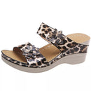 Leopard / Snake Print Orthopedic Leather Wedge Soft Sole Sandals