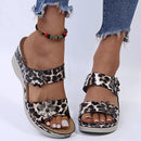 Leopard / Snake Print Orthopedic Leather Wedge Soft Sole Sandals