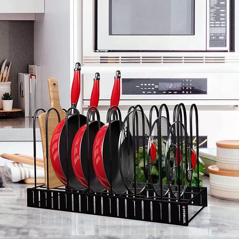 Pots and Pans Organizer Rack For Cabinet | Store Pans