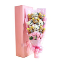 Rose Cute Teddy Bear Plush Bouquet Enchanted Flower Gift Box