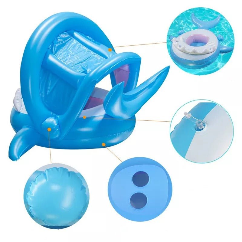 Shark Baby Swimming Pool Float Ring with Sun Canopy