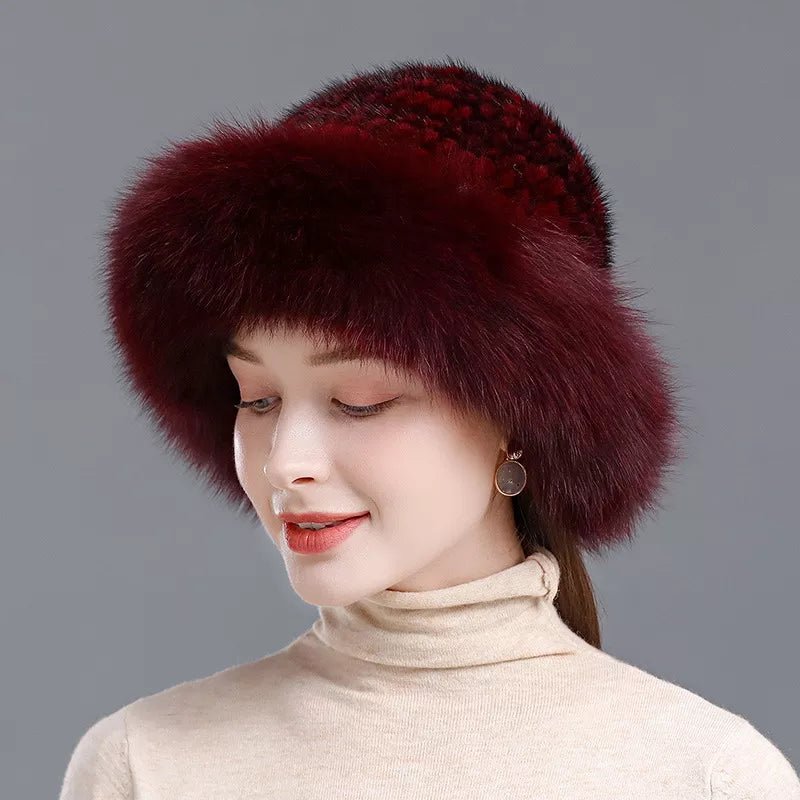 Soft Fluffy Hat - Winter Warm- Natural Fox Fur - Kalinzy