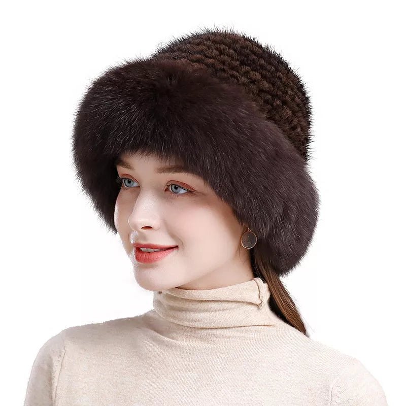 Soft Fluffy Hat - Winter Warm- Natural Fox Fur - Kalinzy