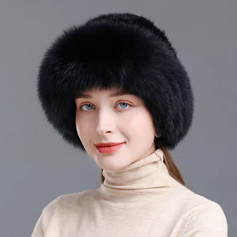 Soft Fluffy Hat - Winter Warm- Natural Fox Fur - Kalinzy